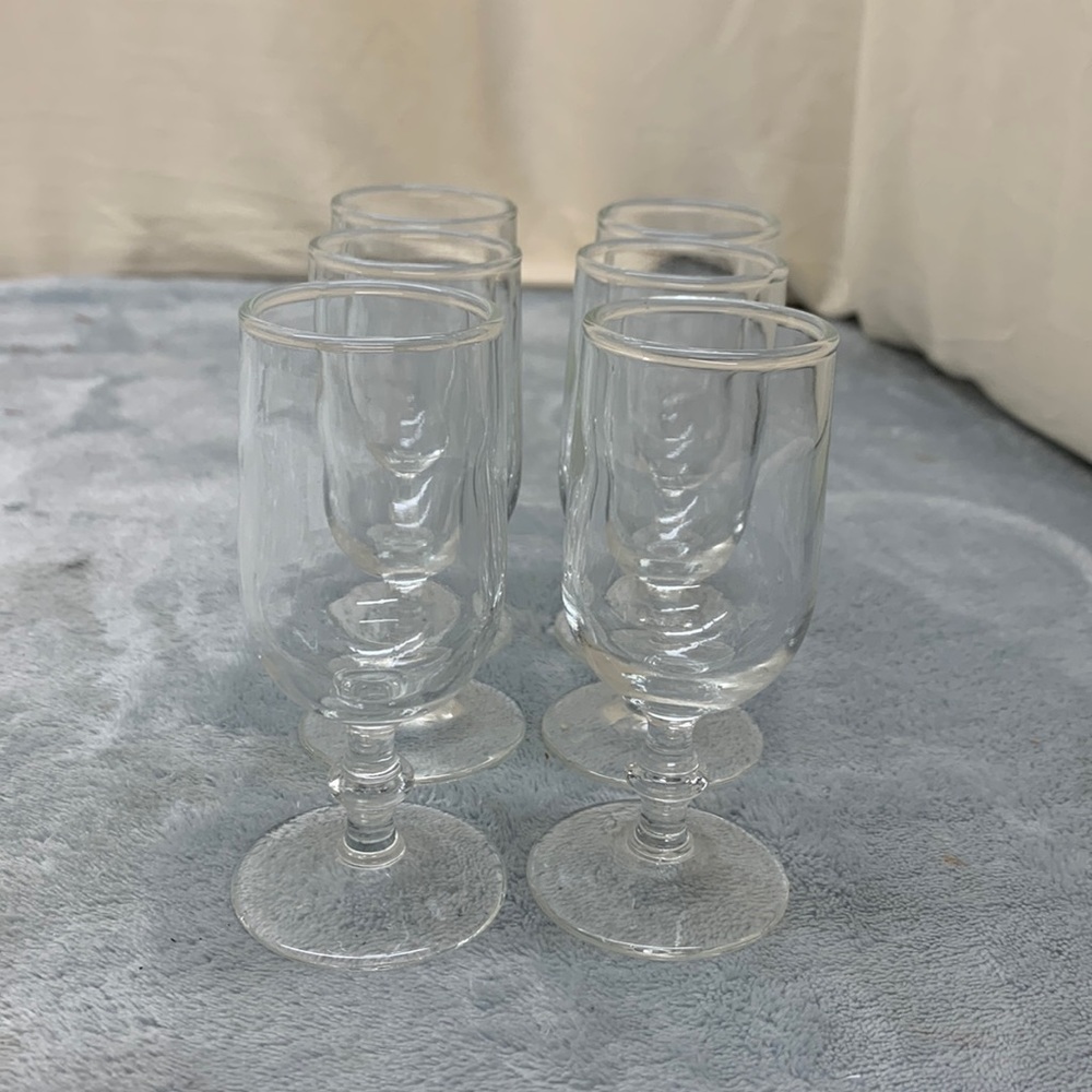 Vintage Mini Wine Shot Glasses Stemware Lot of 6